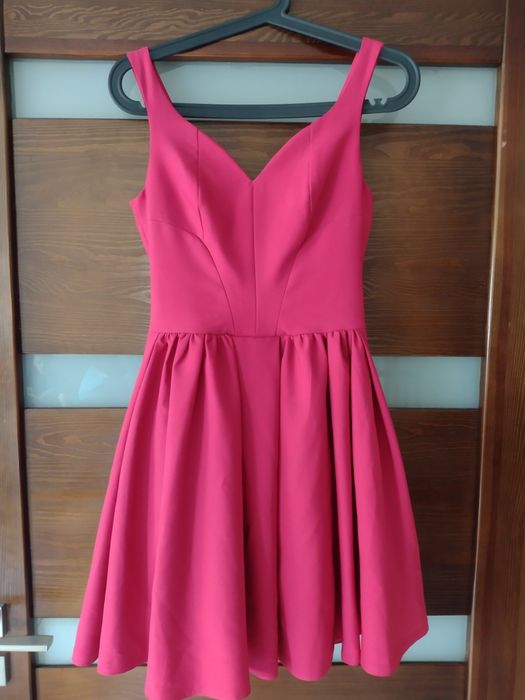 sukienka malinowa A.Rudzka xs wesele koktajlowa