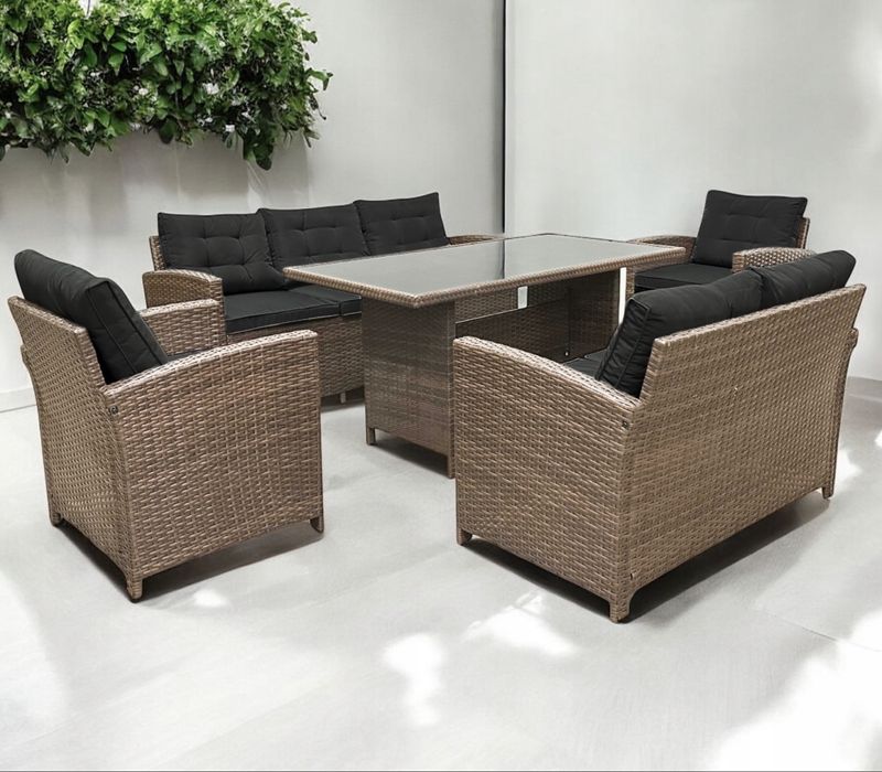 Zestaw mebli technorattan 2x sofa , fotele , stół kolory