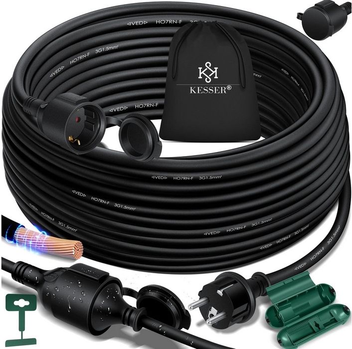 Przedłużacz 50 m nasadka ochronna zewnętrzny budowlany ogrodowy