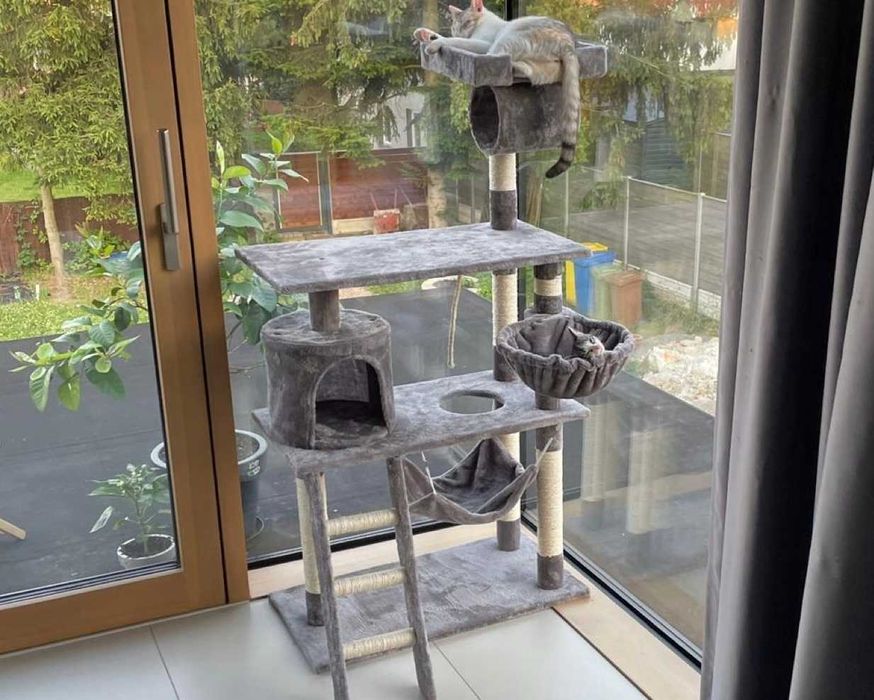 Drapak dla kota wieża legowisko domek z hamakiem stabilny WYSOKI