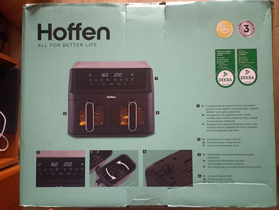 Frytkownica beztłuszczowa 2-komorowa Hoffen airfryer