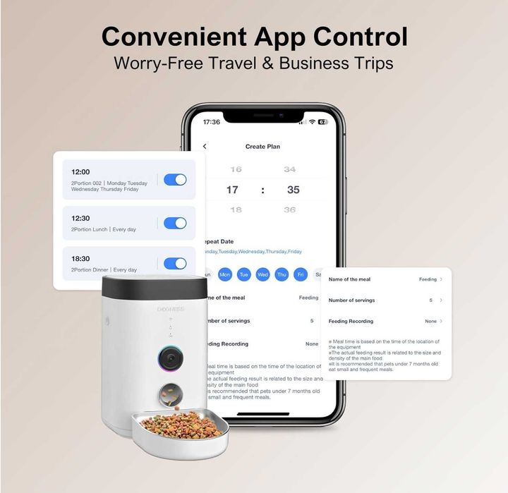 Dogness - Dispensador automático de ração c/ câmera e microfone