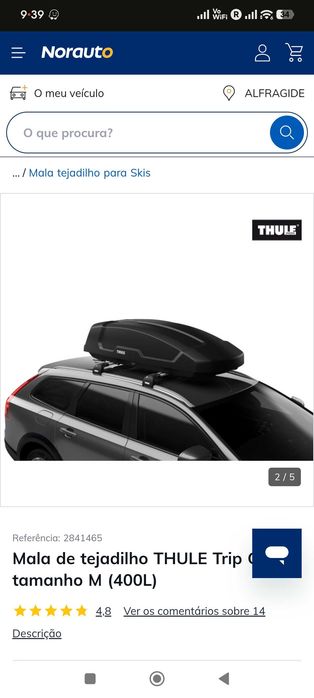 Mala de tejadilho Thule Trip G2 (400L)