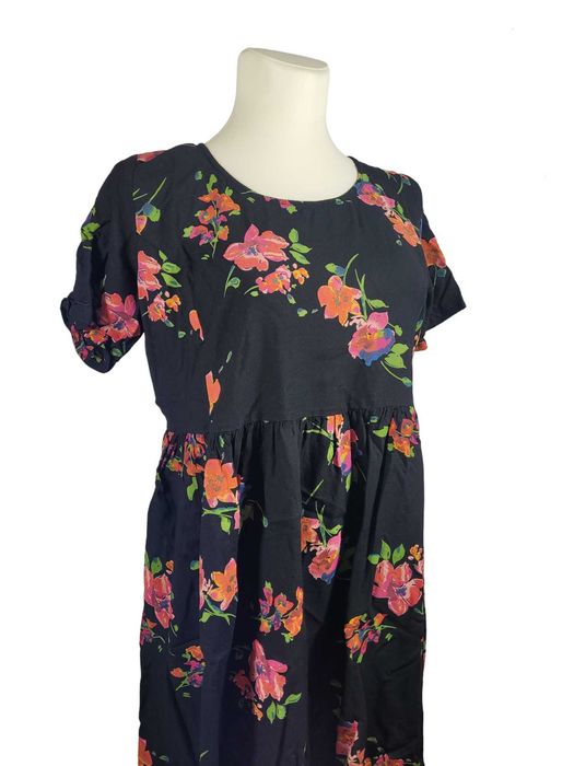 Nowa czarna sukienka 48,4XL wzór kwiaty LabelBe plus size
