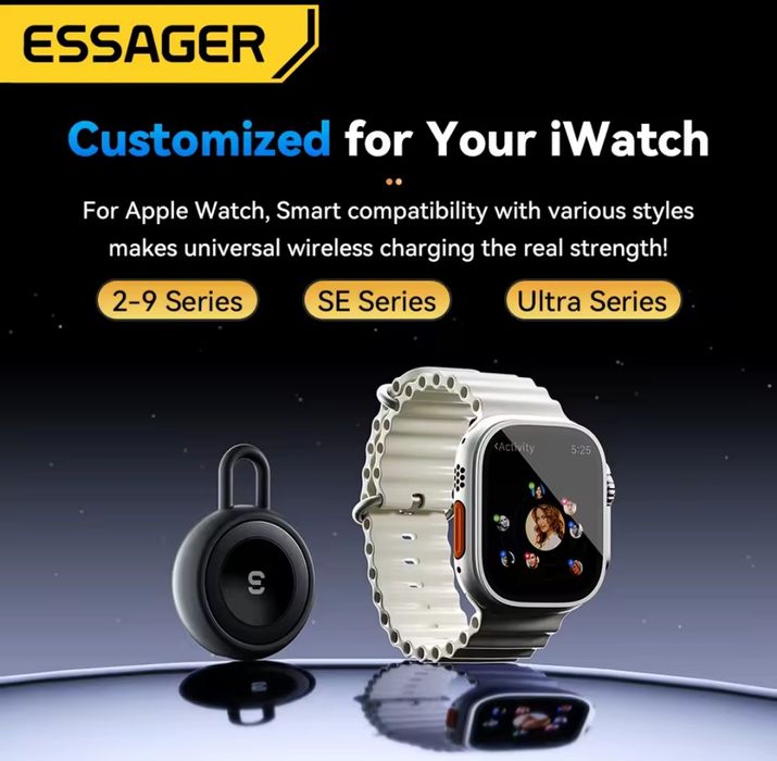 Магнітний зарядний пристрій Baseus Essager для смартгодинників Apple