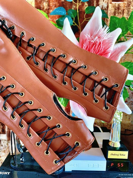 Brązowe Skórzane Rękawice Bez Palców-SteamPunk/CowGirl/Retro