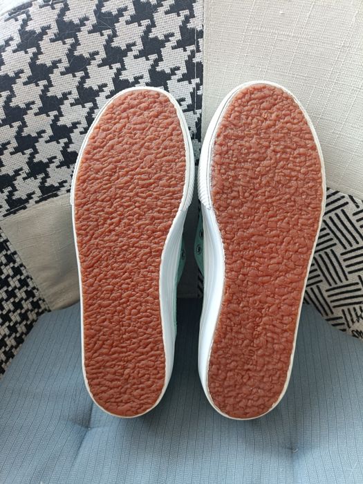 Sneakersy trampki koturn miętowy Superga rozm.38 płócienne