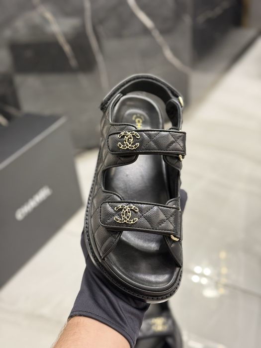 Sandały Chanel Black Caviar Leather