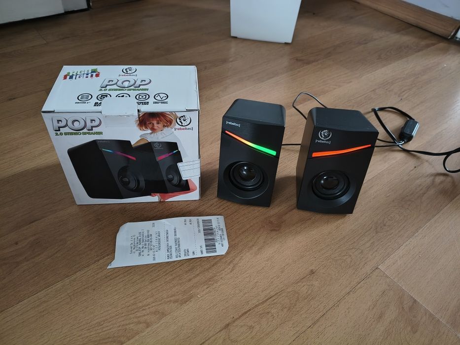 Głośniki do laptopa komputera Rebeltec 2.0 12 Watt RGB nowe gwarancja