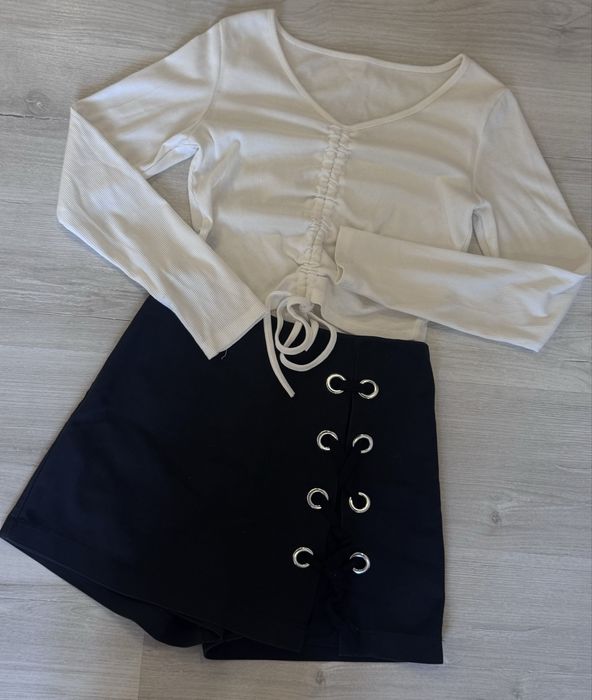 Спідниця-шорти Stradivarius. Топ в рубчик