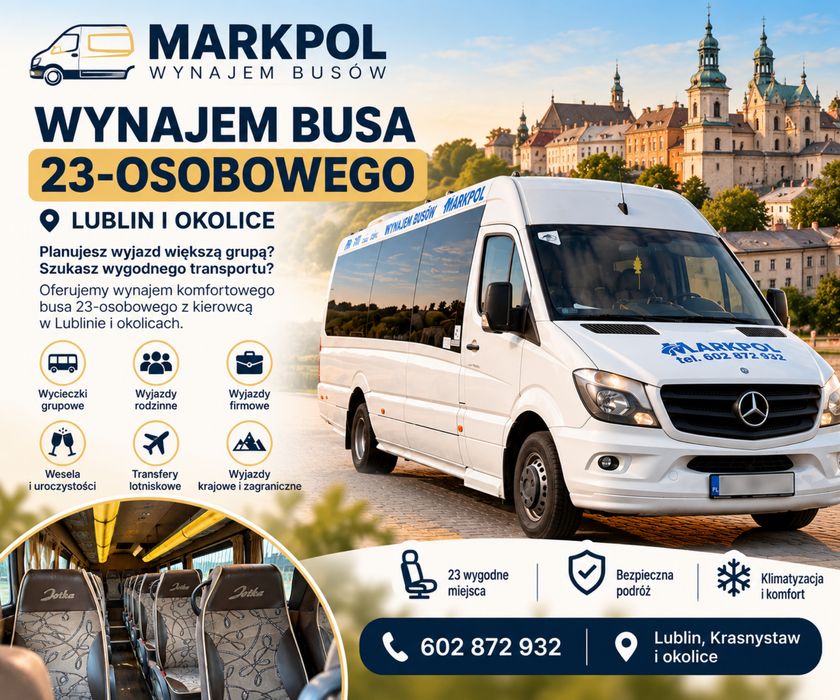 Wynajem busow Krasnystaw, Lublin, okolice