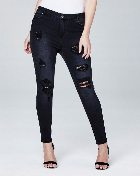 SIMPLY BE denim Chloe Skinny spodnie jeans damskie czarne r. 60