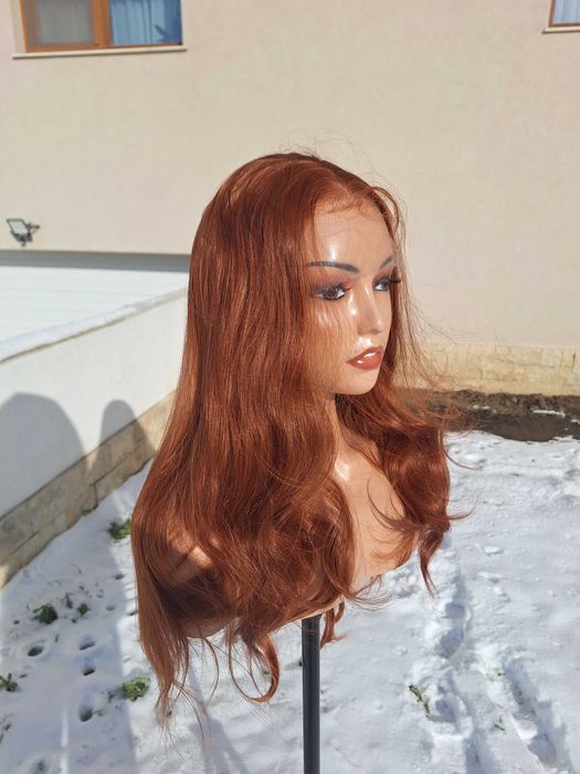 Peruka Kręcona Długa Ruda Na Koronkowej Siatce Lace Front Wig