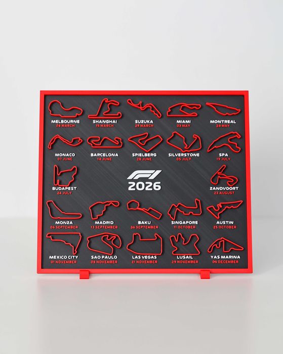 Peça decorativa calendario 2026 F1