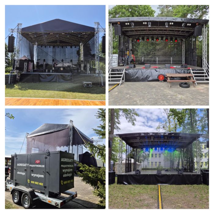 Scena  podesty  nagłośnienie  oświetlenie agregaty realizacja-wynajem