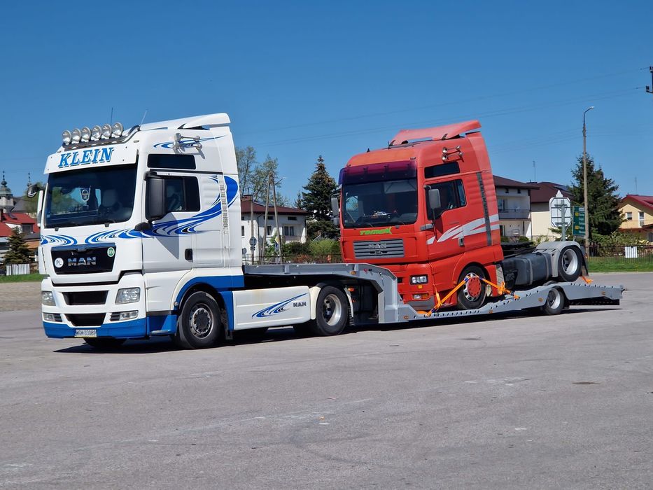 Laweta do transportu ciągników siodłowych. Wynajem niskopodwozie