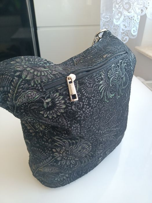 Torebka skórzana zamszowa