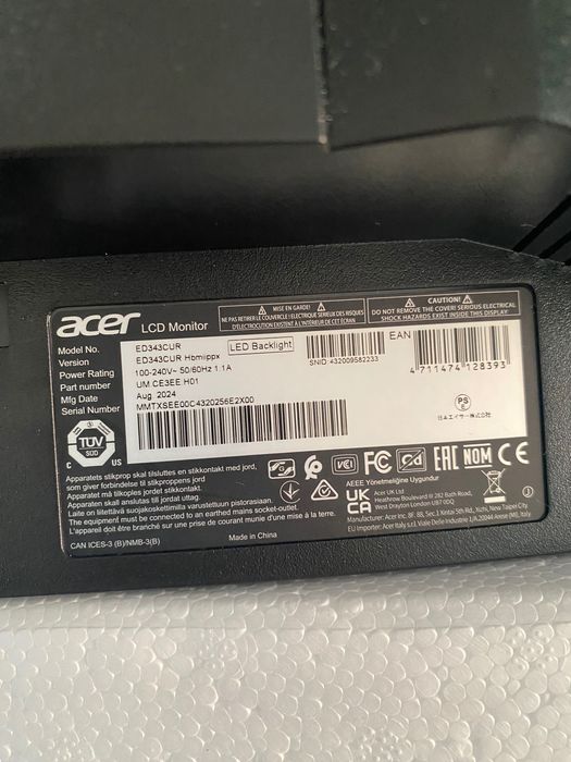 Monitor Acer ED3 nitro Curved