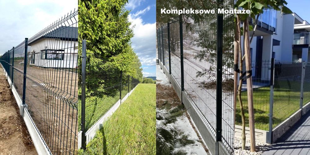 Ogrodzenie Panelowe 3D Komplet : Panel Podmurówka Słupek Przeslo Transport