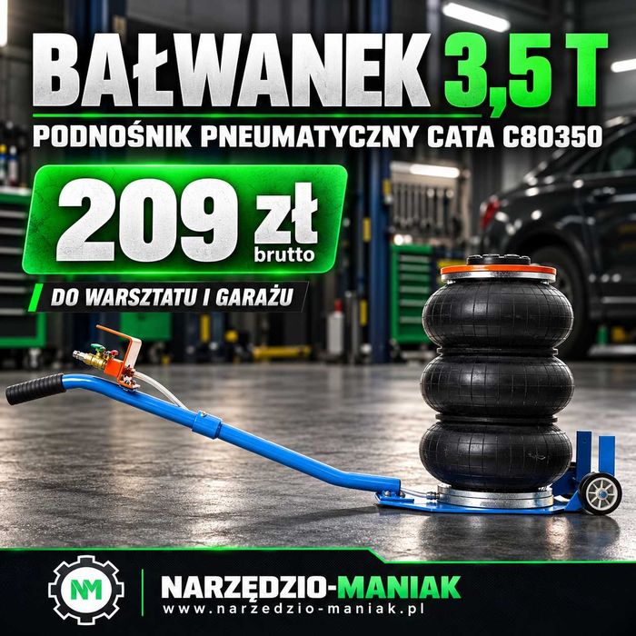 Podnośnik pneumatyczny bałwanek 3,5T CATA C80350 + guma | NOWY