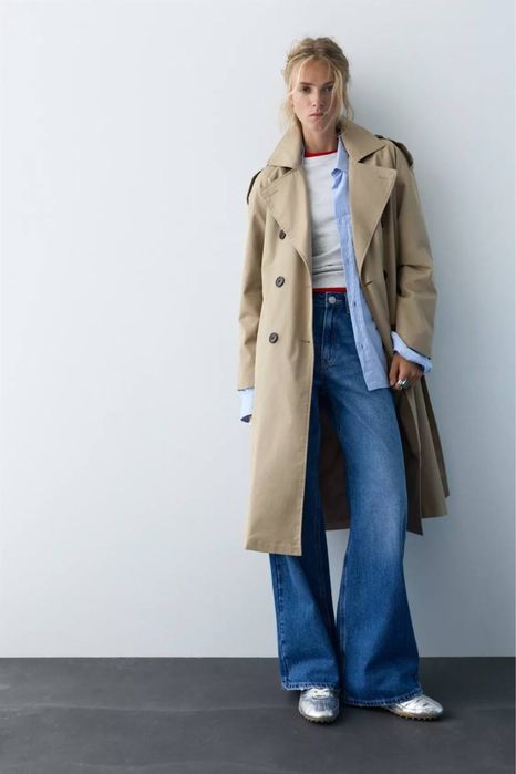 Довгий тренч із паском pullandbear