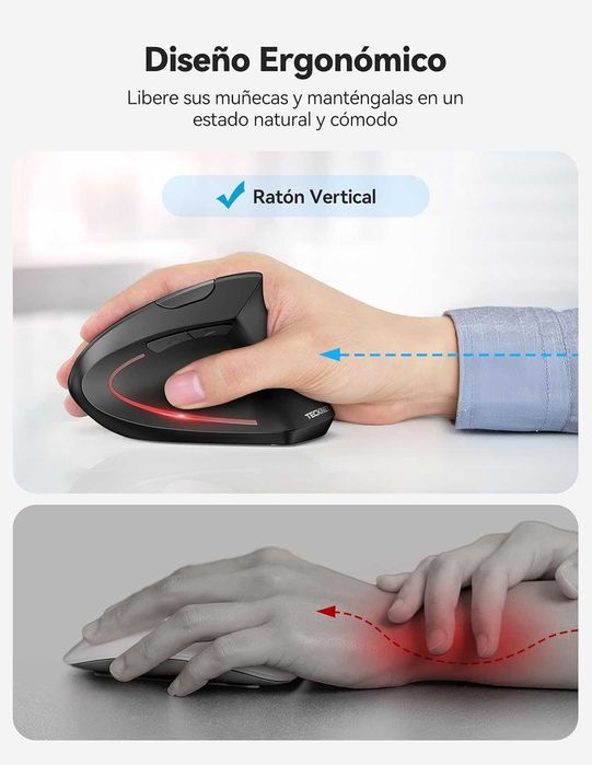 Rato ergonómico Bluetooth recarregável - Novo