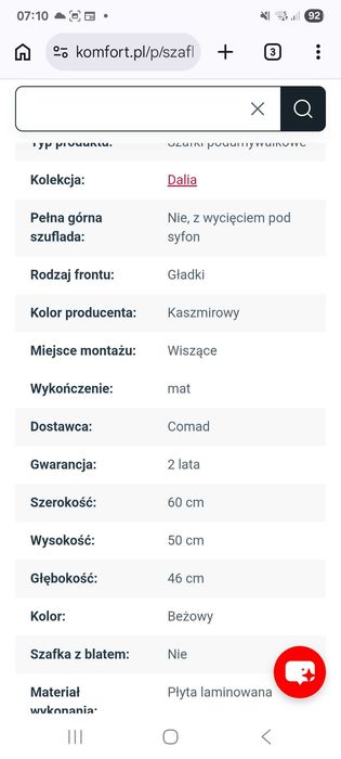 Szafka wisząca kaszmirowa