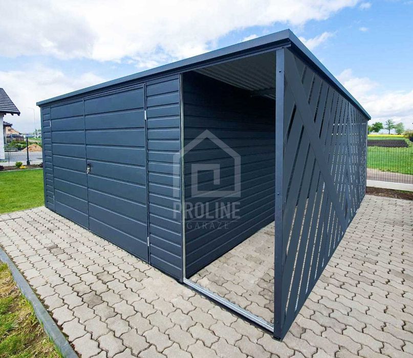 Schowek Domek Ogrodowy 4x4m- Wiata- Panele Verona - Brama -Spad PLG157
