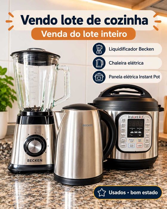 Lote de 3 Eletrodomésticos – Instant Pot + Liquidificador + Chaleira