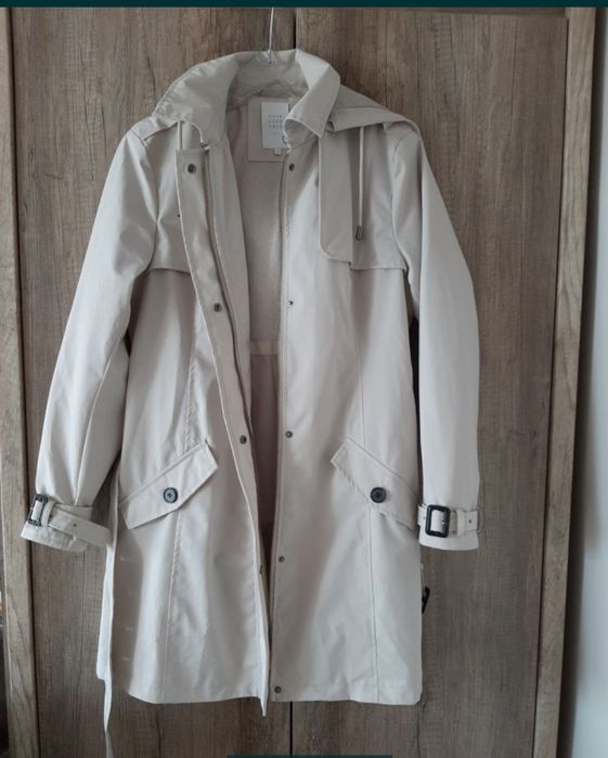 Płaszcz trencz z kapturem l/xl