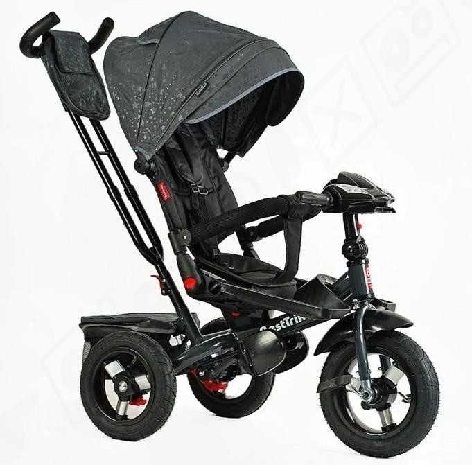 Триколісний дитячий велосипед-коляска, фара, USB, поворот сидіння