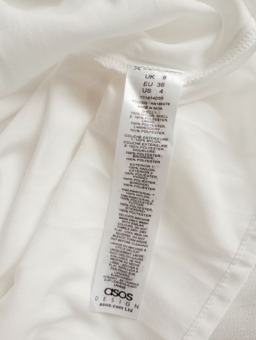 ASOS Koronkowa sukienka maxi 36 w kolorze kości słoniowej z bufkami