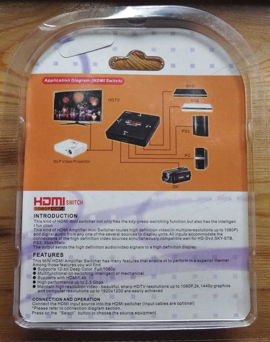 Rozdzielacz - Switch HDMI na 3 porty, 1080P, nowy