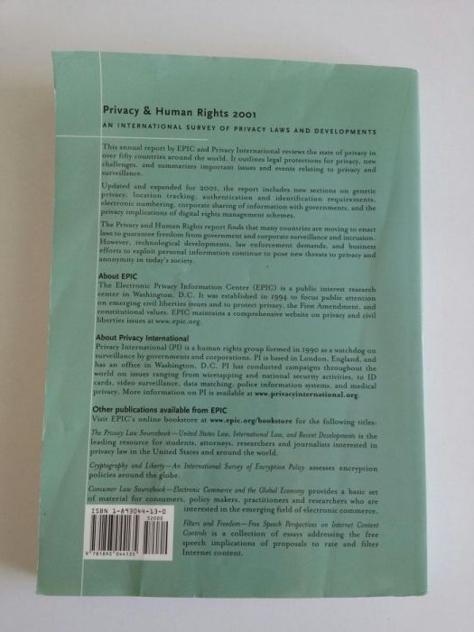 Livro "Privacy & human rights" electronic privacy information center