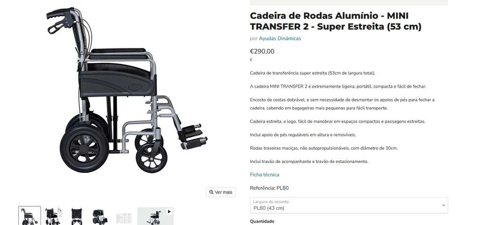 Cadeira de Rodas Ayudas Dinámicas Mini Transfer 2 | Para Reparação ou Peças