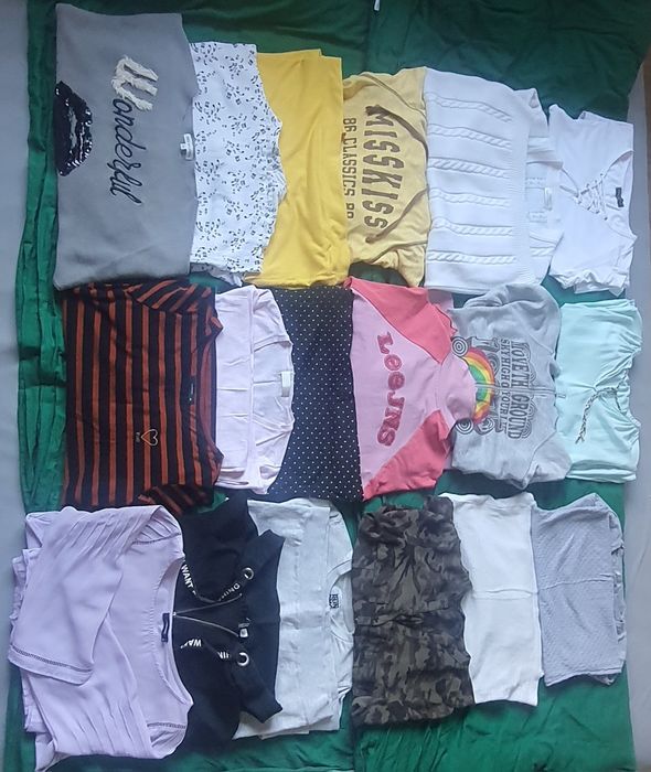 Paka paczka zestaw ubrań damskich młodzieżowych rozm S, 36-38 na długi