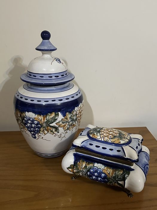 Conjunto Decorativo Porcelana Italiana – Pintado à Mão