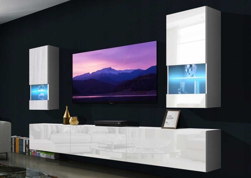 Meble do salonu, białe połysk