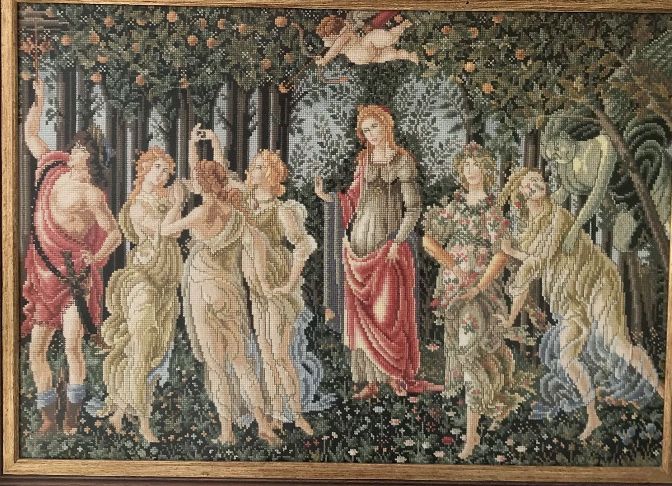 Quadro bordado a ponto cruz uma autentica obra de arte inclui moldura