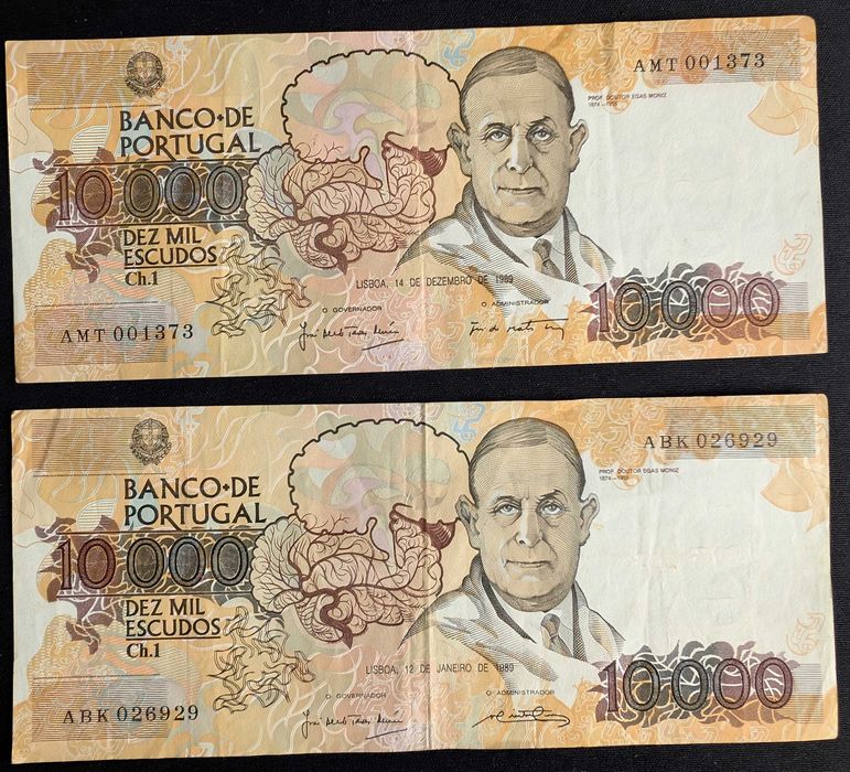 Notas 10000 Escudos - Ch.1 - Prof Doutor Egas Moniz