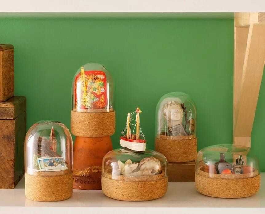 Conjunto 2 caixas cortiça e vidro IKEA Sammanhang