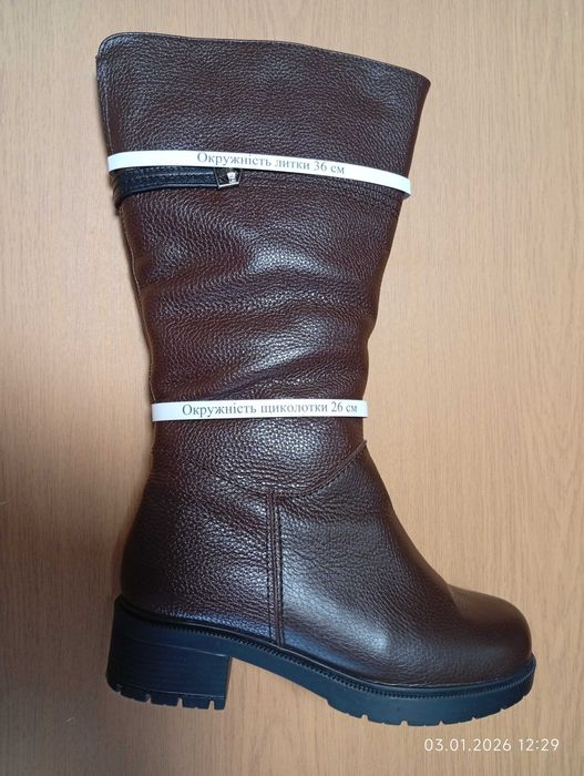 Чоботи жіночі, зимові, шкіряні, розмір 38