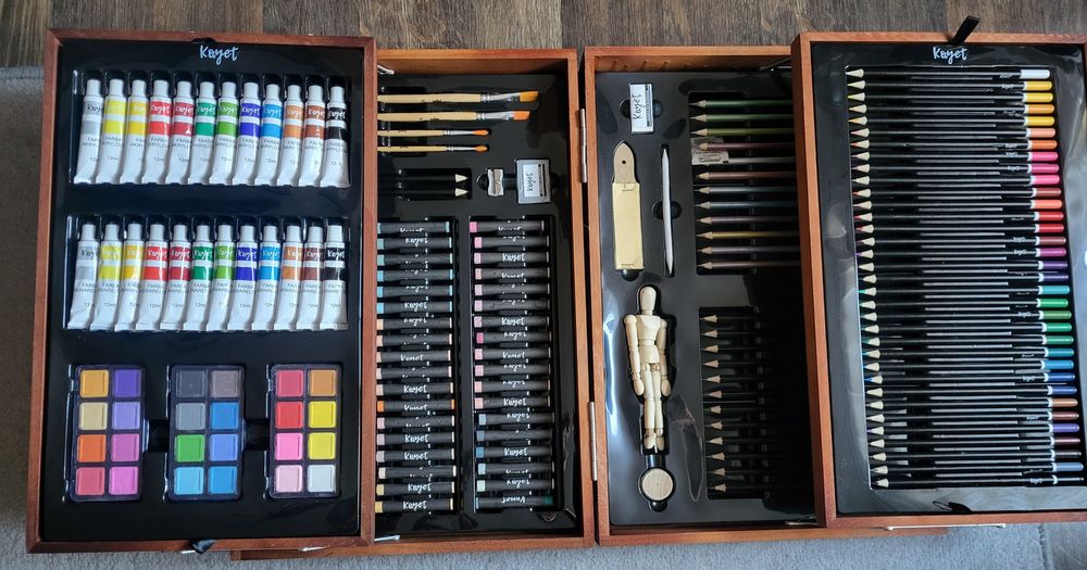 Nowy Zestaw małego artysty KAYET 180elem.Dla dzieci Kredki Farby