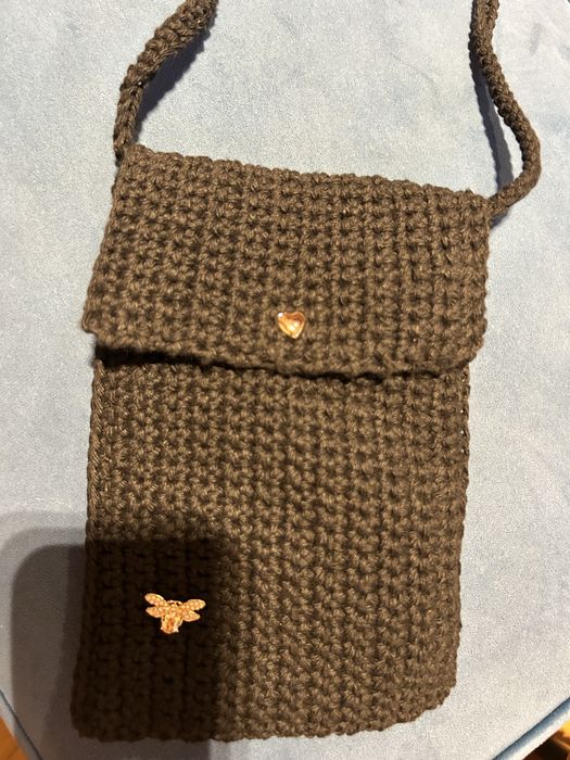 Saco de crochet - tote bag e bolsa telemovel Feito à mão