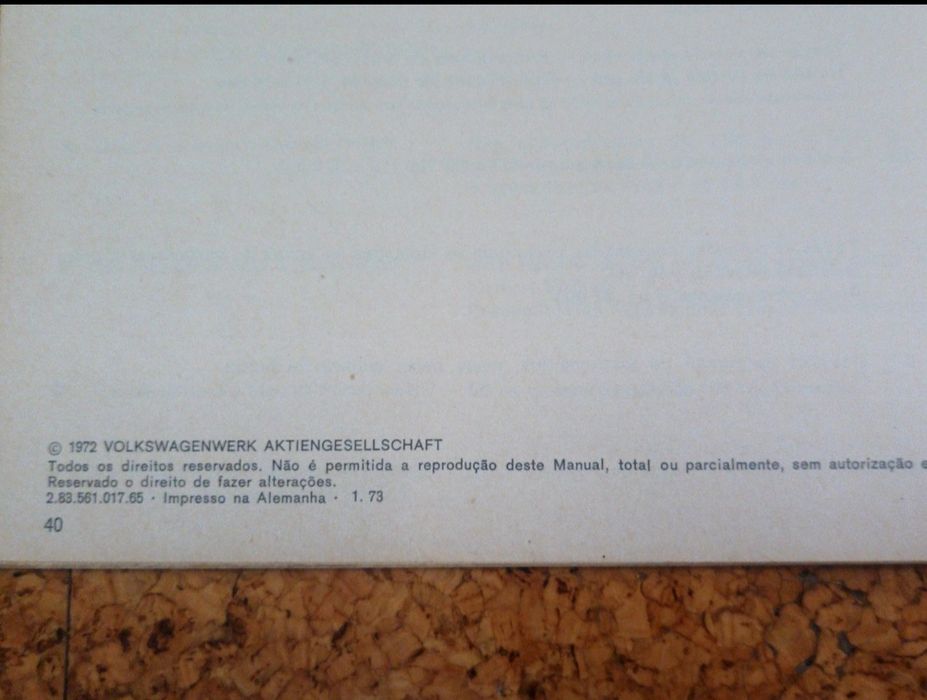 Manual de instruções Volkswagen carocha 1303