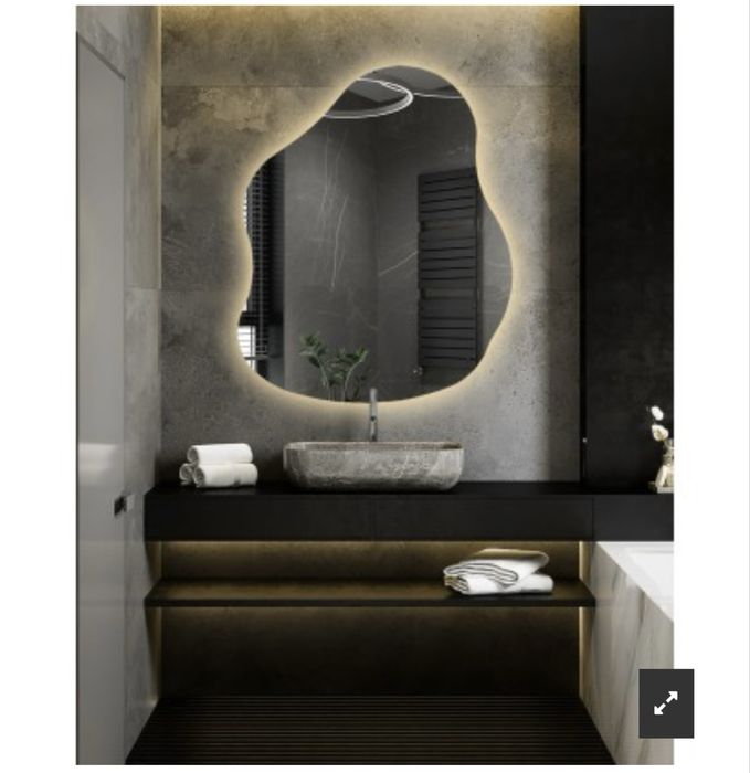 Lustro o organicznym kształcie z podświetleniem - STONE LED