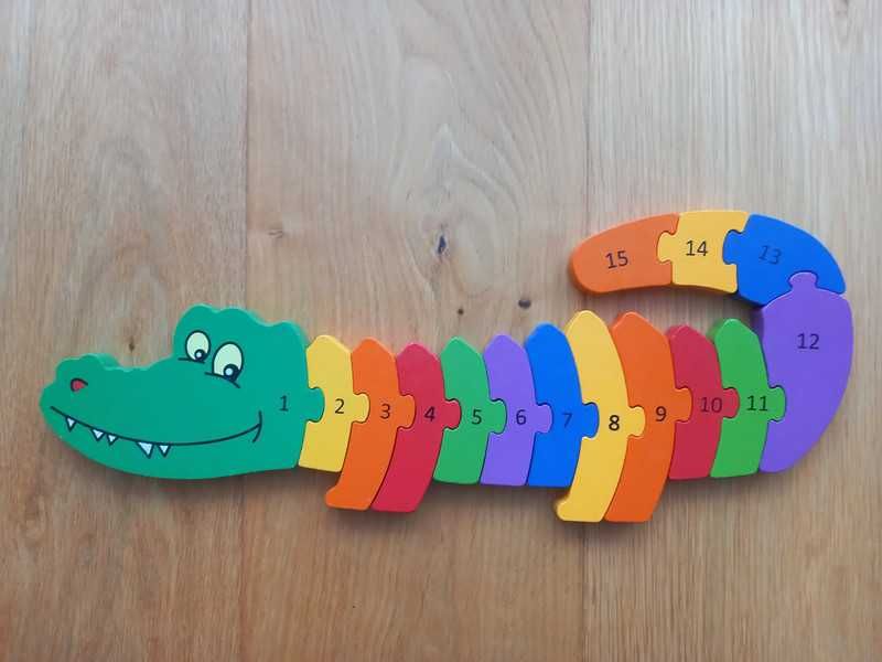 Drewniane Puzzle "Krokodyl" wiek 2-5 lat