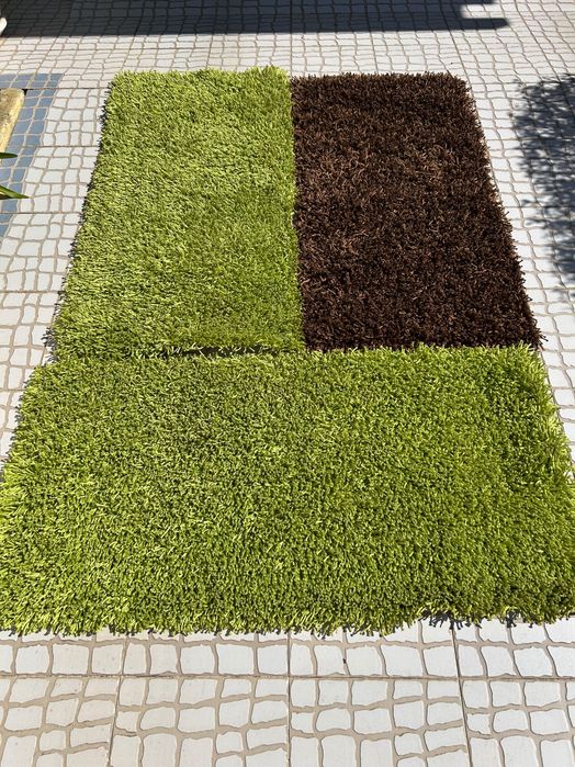 Tapetes Quarto Verdes e Castanho Escuro