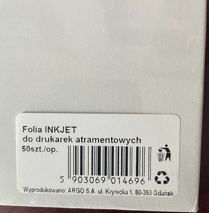 Folia do drukarki atramentowej NOWA