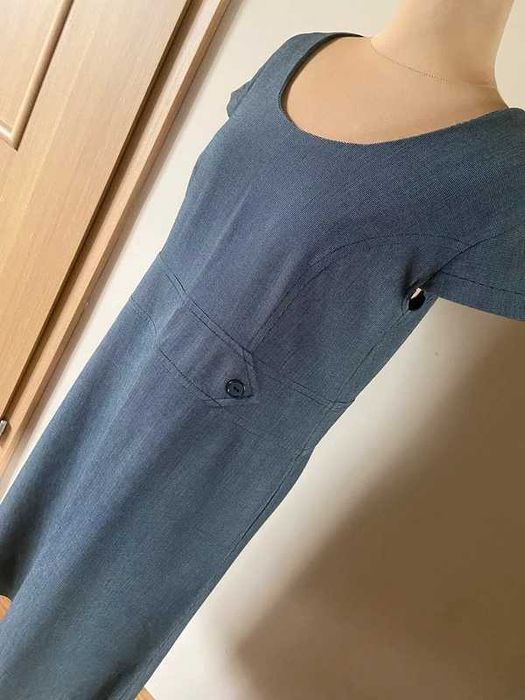Biurowa sukienka elegancka basic szary braz 44 46 xxl +size